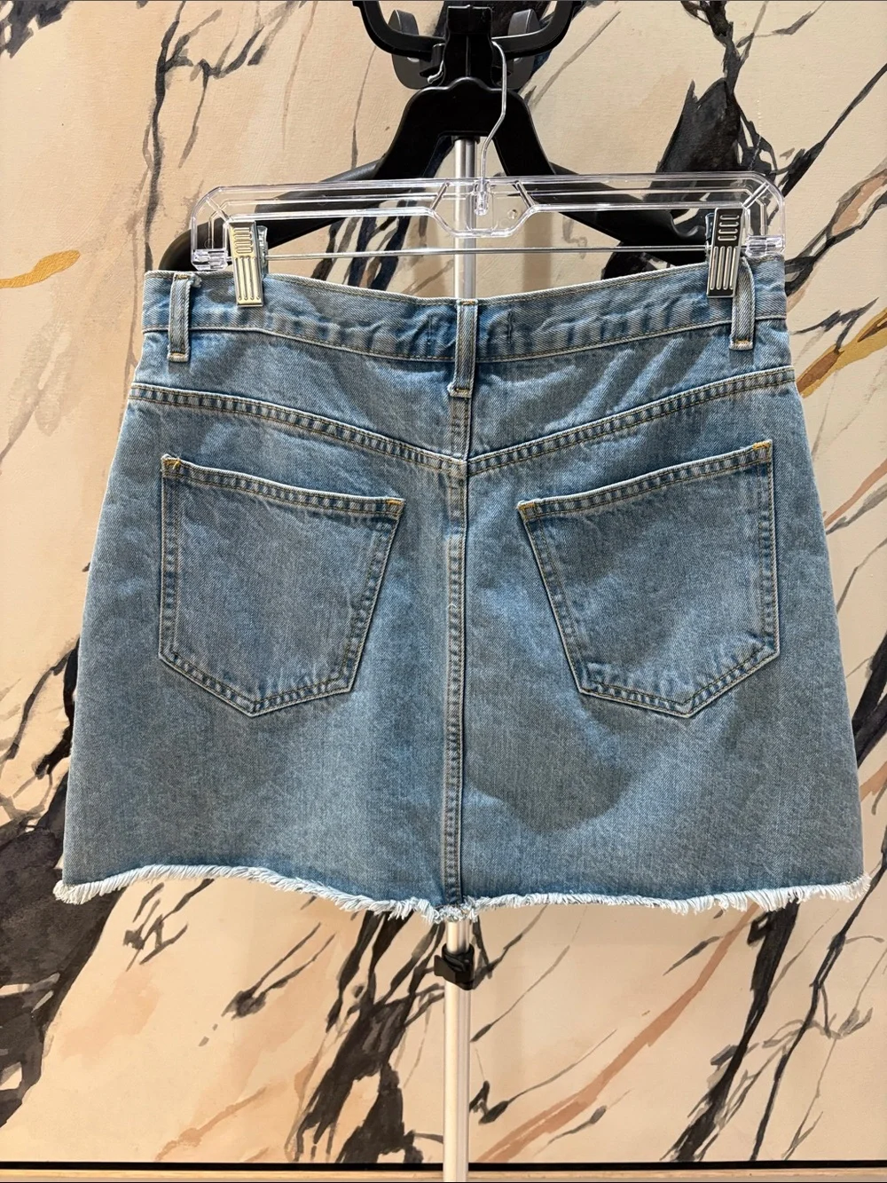 Forever 21 Light Blue Button-Front Denim Mini Skirt
